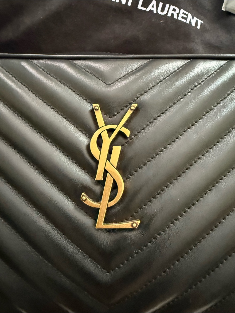 Saint Laurent Black Quilted Leather Flap Bag with Gold YSL Emblem